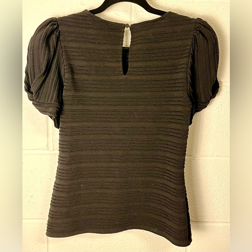 White House Black Market Textured Black Blouse XS - Picture 2 of 4